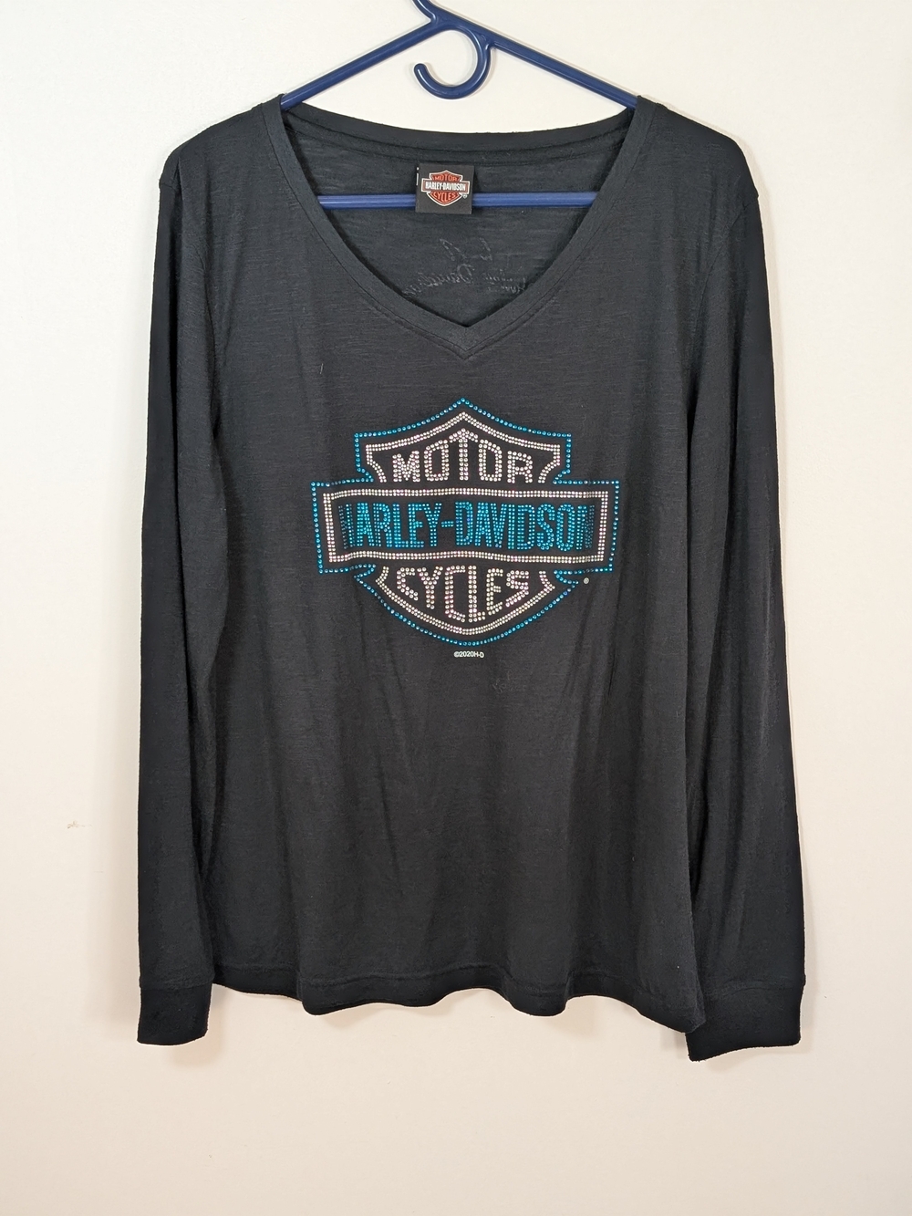 Harley-Davidson Women's Black Long-Sleeve V-Neck Shirt